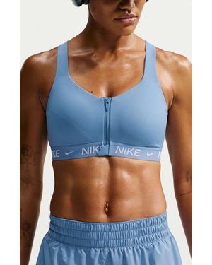 Nike Indy Dri-Fit Zip Front Sports Bra - Blue