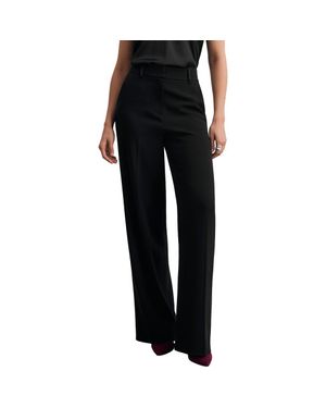 The Fold High Waist Wide Leg Longline Pants - Black