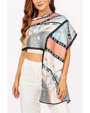 SILKSILKY Mulberry Silk Printed Rectangular Long Shawl Scarf - Multicolor