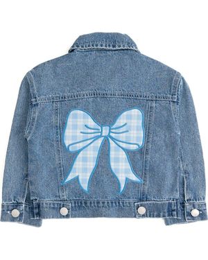 Sweet Wink Plaid Bow Patch Jacket - Blue