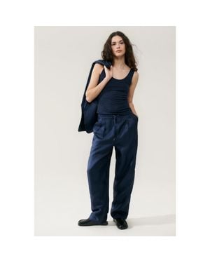 SILK LAUNDRY Twill Slouch Pants - Blue