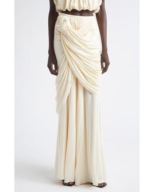 Heirlome Effie Draped Silk Maxi Skirt - Natural