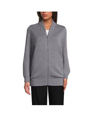 Lands' End School Uniform Adult Legacy Full Zip Cardigan - Gray