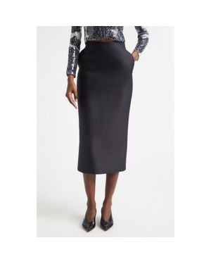 Brandon Maxwell The Mercer Bonded Virgin Wool & Silk Pencil Skirt - Black