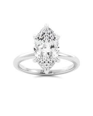 Balacia Marquise Diamond Solitaire Hidden Halo Engagement Ring - White