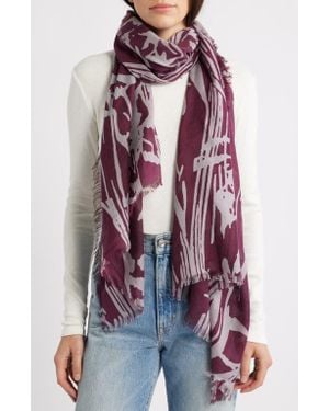 Nordstrom Eyelash Trim Print Cashmere & Silk Wrap - Purple