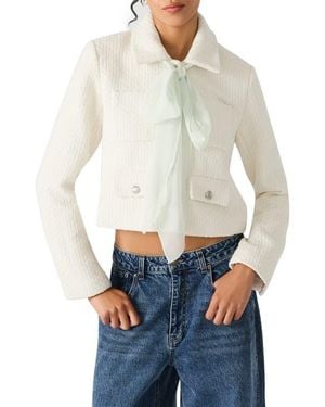 Steve Madden Alise Crop Knit Jacket - White