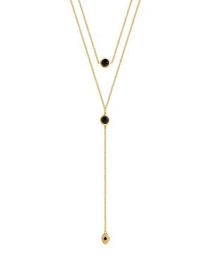 Karma and Luck Mystic Drift Onyx Lariat Necklace - White