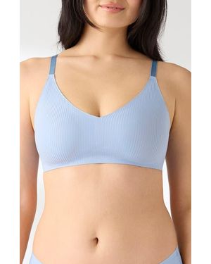 True & Co. Rib Triangle Bra - Blue