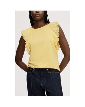 Sam Edelman Pleated Ruffle Sleeve Top - Yellow