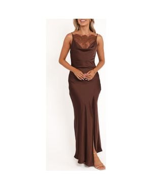 Petal & Pup Evana Lace Column Gown - Brown