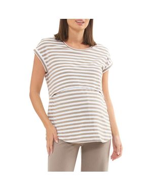 Ripe Maternity Lionel Stripe Nursing/Maternity T-Shirt - Gray