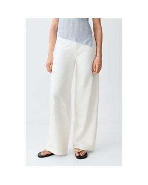 MANGO TEEN Low Waist Wide Leg Jeans - White
