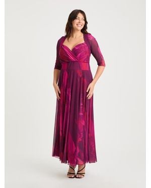 Scarlett & Jo Elizabeth Abstract Print Mesh Maxi Gown - Pink