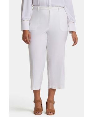 NYDJ Utility Wide Leg Capri Linen Blend Pants - White