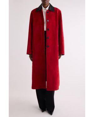 Givenchy Long Suede Coat - Red