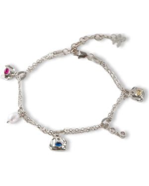 Classicharms Iris Colored Cubic Zirconia And Freshwater Pearl Charms Anklet - Metallic