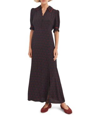 Mint Velvet Heart Print Midi Dress - Purple