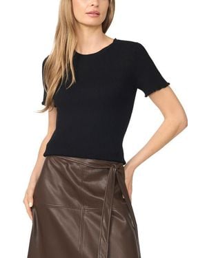 Halogen® Ribbed Scallop Trim Sweater - Black