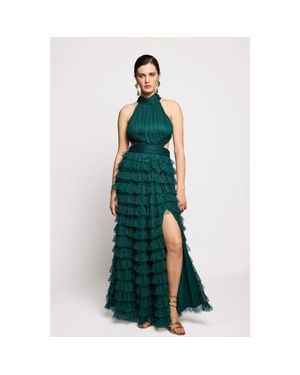 Beauut Ruffle Maxi Halter Neck Dress - Green