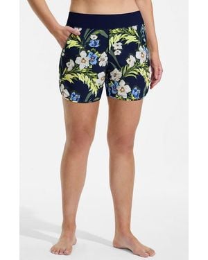 Lands' End Plus Size 5 Board Shorts With Panty - Blue