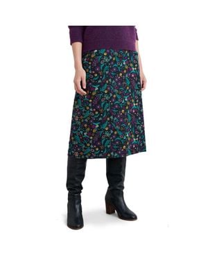 Seasalt Cornwall Forest View Floral Organic Cotton Corduroy A-Line Skirt - Blue