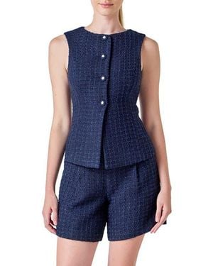Endless Rose Tweed Vest - Blue