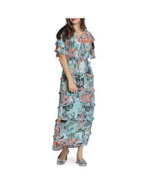 Apny Tiered Ruffle Maxi Dress - Blue