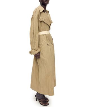 Mango Wrinkled Oversized Belted Trench Coat - Natural