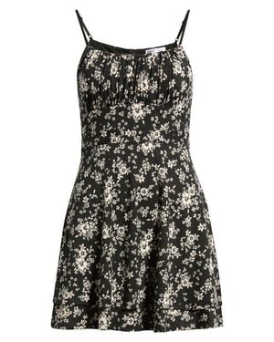 Emerald Sundae Floral Print Fit & Flare Mini Sundress - Black