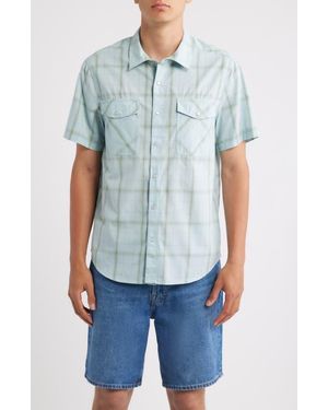 Brixton The Breezy Wayne Plaid Short Sleeve Shirt - Blue