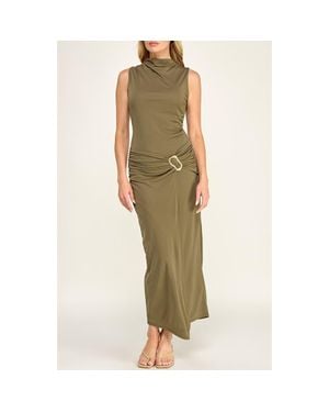 Socialite Hardware Detail Sleeveless Body-Con Dress - Green