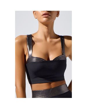 Heroine Sport Lina Metallic Trim Longline Sports Bra - Blue