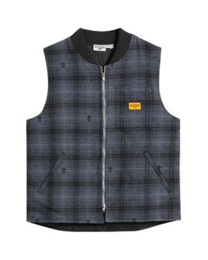 Service Works Thistle Plaid Organic Cotton Work Vest - Black