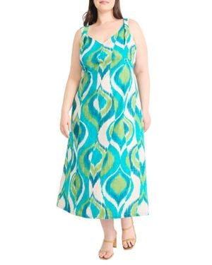 Maggy London Peacock Sleeveless Maxi Dress - Blue