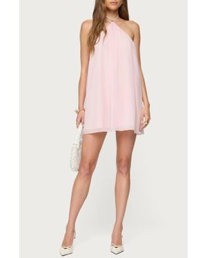 Edikted Emeline Open Back Halter Minidress - Pink