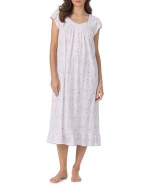 Eileen West Cap Sleeve Cotton Jersey Nightgown - Multicolor