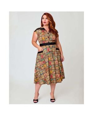Unique Vintage Plus Size 1950S Hedda Swing Dress - Brown