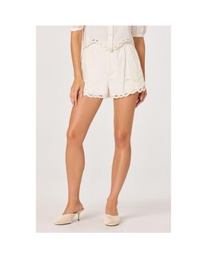 Astr Joellyn Embroidered Cotton Shorts - White