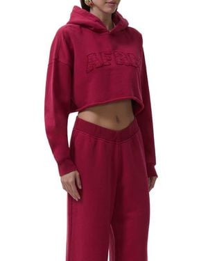 AFRM Darius Crop Cotton Hoodie - Red