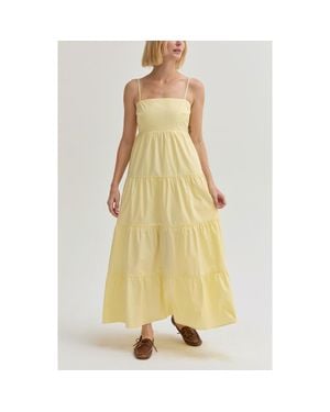 Crescent Poplin Tiered Maxi Dress - Yellow