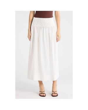 Rails Alessa Smock Waist Linen Blend Maxi Skirt - White
