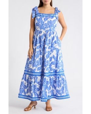 Sugarlips Rency Floral Smocked Maxi Dress - Blue