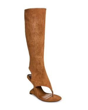 Jeffrey Campbell What's-Up Knee High Sculpted Wedge Sandal Boot - Brown