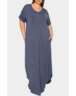 L I V D Short Sleeve Jersey Maxi Dress - Blue