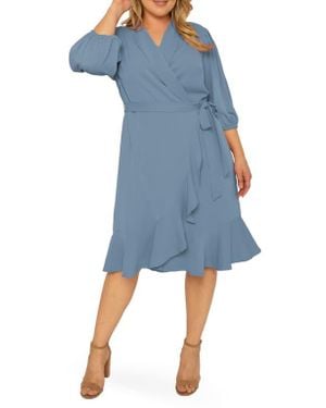 Standards & Practices Kylie Ruffle Wrap Dress - Blue