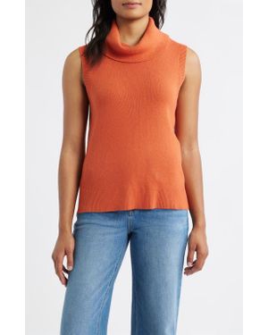 City Blues Turtleneck Sleeveless Sweater - Orange