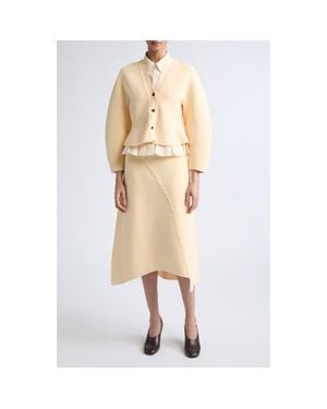 Ashlyn Henry Asymmetric Ruffle Cardigan - Natural