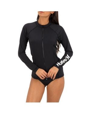 Hurley Oao Zip Front Long Sleeve Rashguard - Black