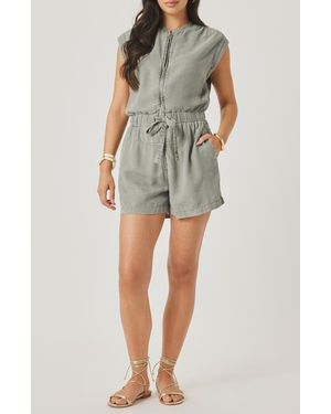 Splendid Rosalie Tie Waist Romper - Green